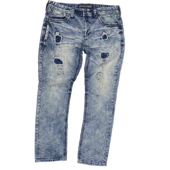 2000's AFFLICTION GAGE jeans Faded Distressed Med Wash Denim NICE! Men's 40 - Picture 2 of 15